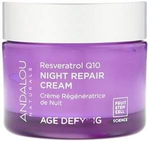 Andalou Naturals, Night Repair Cream, Resveratrol Q10, Age-Defying, 1.7 oz (50 g) - HealthCentralUSA