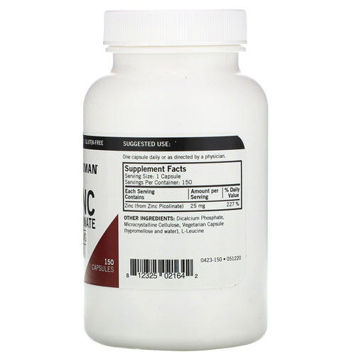 Kirkman Labs, Zinc Picolinate, 25 mg, 150 Capsules - HealthCentralUSA