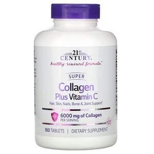 21st Century, Super Collagen Plus Vitamin C, 6,000 mg, 180 Tablets - HealthCentralUSA