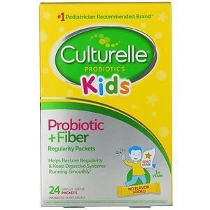 Culturelle, Kids, Probiotic + Fiber, Regularity, 1+ Years, 24 Single Serve Packets - HealthCentralUSA