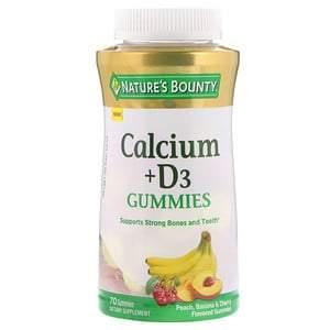 Nature's Bounty, Calcium + D3 Gummies, Peach, Banana & Cherry Flavored, 70 Gummies - HealthCentralUSA