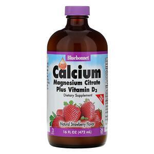 Bluebonnet Nutrition, Liquid Calcium, Magnesium Citrate Plus Vitamin D3, Natural Strawberry Flavor, 16 fl oz (472 ml) - HealthCentralUSA
