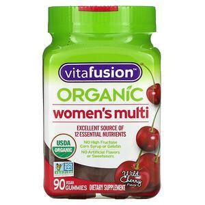 VitaFusion, Organic Women's Multi, Wild Cherry, 90 Vegan Gummies - HealthCentralUSA