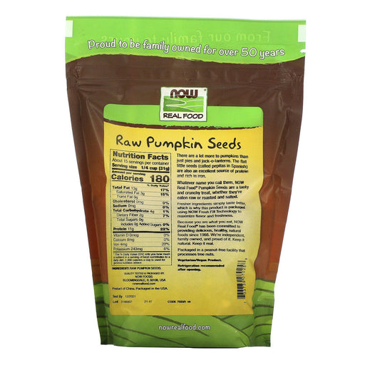 Now Foods, Real Food, Raw Pumpkin Seeds, Unsalted, 16 oz (454 g) - HealthCentralUSA