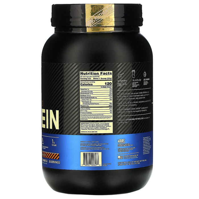 Optimum Nutrition, Gold Standard 100% Casein, Chocolate Peanut Butter, 2 lb (907 g) - HealthCentralUSA