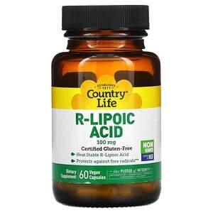 Country Life, R-Lipoic Acid, 100 mg, 60 Vegan Capsules - HealthCentralUSA