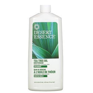Desert Essence, Tea Tree Oil Mouthwash, Spearmint, 16 fl oz (473 ml) - HealthCentralUSA