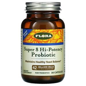 Flora, Super 8 Hi-Potency Probiotic, 42 Billion Cells, 30 Capsules - HealthCentralUSA