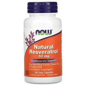 Now Foods, Natural Resveratrol, 50 mg, 60 Veg Capsules - HealthCentralUSA