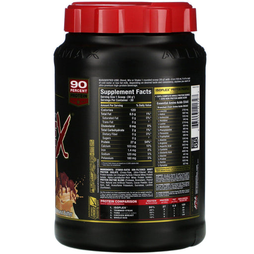 ALLMAX Nutrition, Isoflex, Pure Whey Protein Isolate, Chocolate Peanut Butter, 2 lbs (907 g) - HealthCentralUSA