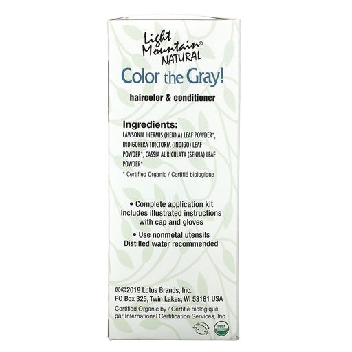 Light Mountain, Color the Gray!, Natural Hair Color & Conditioner, Dark Brown, 7 oz (197 gm) - HealthCentralUSA