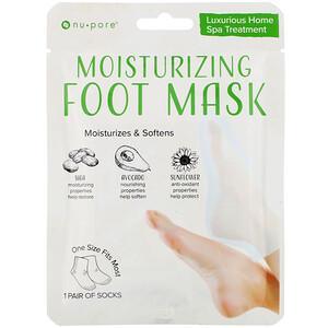 Nu-Pore, Moisturizing Foot Mask, 1 Pair - HealthCentralUSA
