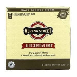 Verena Street, Julien's Breakfast Blend, Craft Roasted Coffee, Medium Roast, 32 Single-Serve Brew Cups, 0.37 oz (10.5 g) Each - HealthCentralUSA