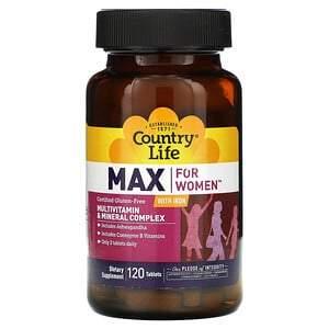 Country Life, Max for Women, Multivitamin & Mineral Complex with Iron, 120 Tablets - HealthCentralUSA