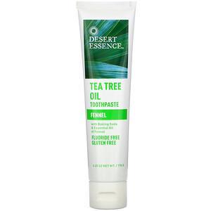 Desert Essence, Tea Tree Oil Toothpaste, Fennel, 6.25 oz (176 g) - HealthCentralUSA