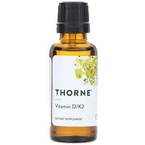 Thorne Research, Vitamin D/K2, 25 mcg (1,000 IU), 1 fl oz (30 ml) - HealthCentralUSA