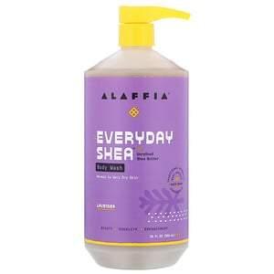 Alaffia, Everyday Shea, Body Wash, Normal to Very Dry Skin, Lavender, 32 fl oz (950 ml) - HealthCentralUSA