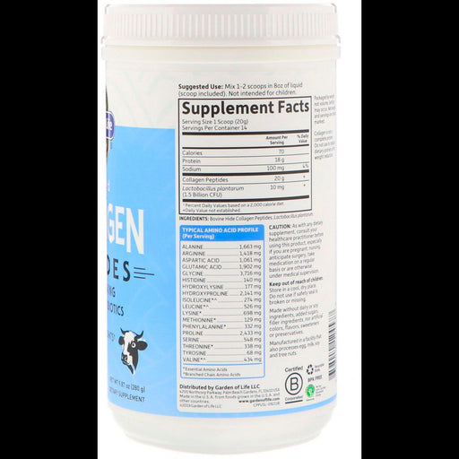 Garden of Life, Grass Fed Collagen Peptides, Unflavored, 9.87 oz (280 g) - HealthCentralUSA