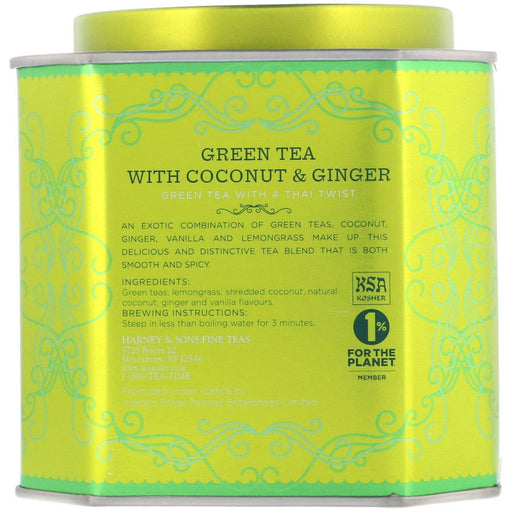 Harney & Sons, Green Tea with Coconut, Ginger and Vanilla, 30 Sachets, 2.67 oz (75 g) - HealthCentralUSA