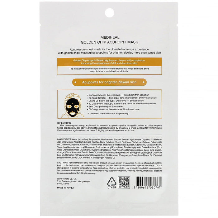 Mediheal, Golden Chip, Acupoint Beauty Mask, 1 Sheet, 0.84 fl oz (25 ml) - HealthCentralUSA