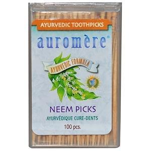 Auromere, Ayurvedic Toothpicks, Neem Picks, 100 Pieces - HealthCentralUSA