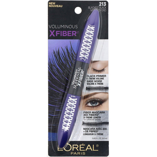 L'Oreal, Voluminous X Fiber Mascara, 213 Blackest Black, 0.43 fl oz (13 ml) - HealthCentralUSA