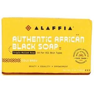 Alaffia, Authentic African Black Soap, Triple Milled Soap, Cold Brew, 5 oz (140 g) - HealthCentralUSA