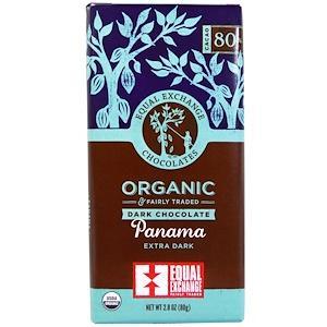 Equal Exchange, Organic, Dark Chocolate, Panama Extra Dark, 80% Cacao, 2.8 oz (80 g) - HealthCentralUSA