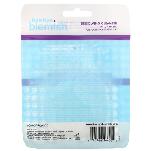 Bye Bye Blemish, Dissolving Cleanser, Witch Hazel Oil-Control Formula, 50 Sheets, 0.01 oz (0.3 g) - HealthCentralUSA