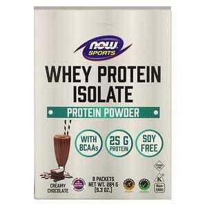 Now Foods, Sports, Whey Protein Isolate, Creamy Chocolate, 8 Packets, 1.16 oz (33 g) Each - HealthCentralUSA
