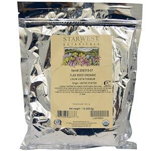 Starwest Botanicals, Organic Flax Seed, 1 lb (453.6 g) - HealthCentralUSA