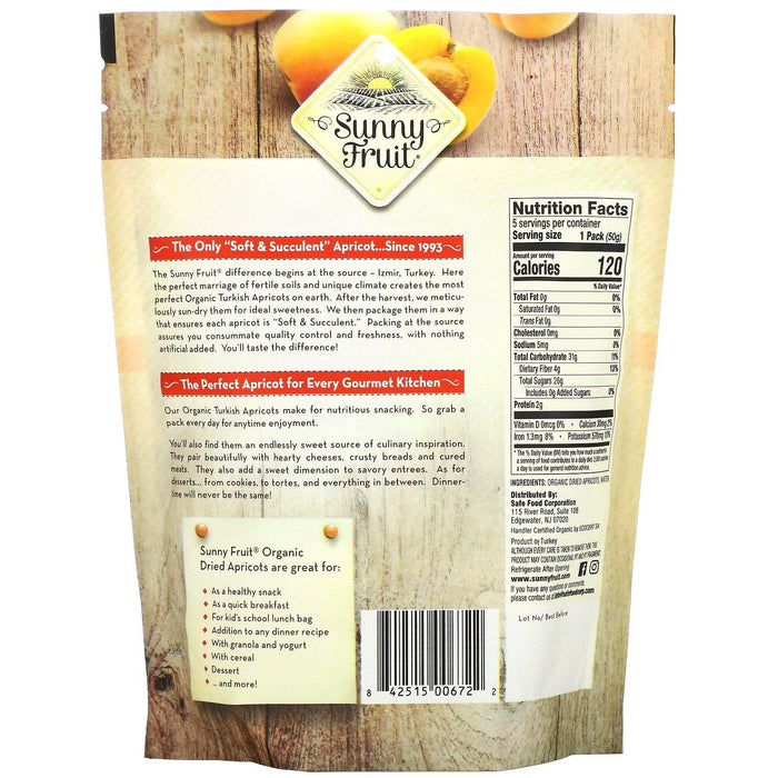 Sunny Fruit, Organic Apricots, 5 Portion Packs, 1.76 oz (50 g) Each - HealthCentralUSA