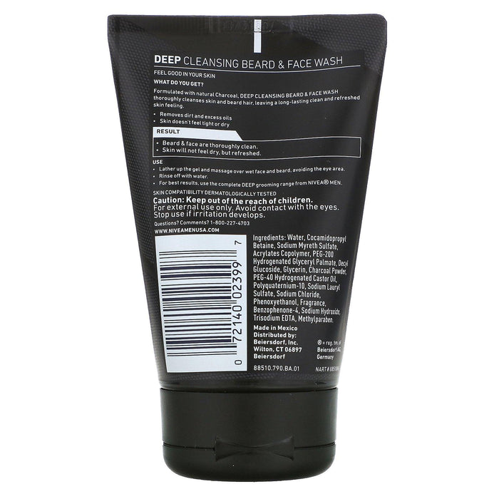 Nivea, Men, Deep Cleansing Beard & Face Wash, 3.3 fl oz (100 ml) - HealthCentralUSA