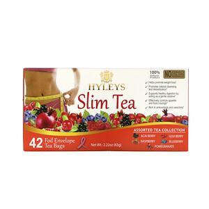 Hyleys Tea, Slim Tea, Assorted Tea Collections, 42 Foil Envelope Tea Bags, 0.05 oz (1.5 g) Each - HealthCentralUSA
