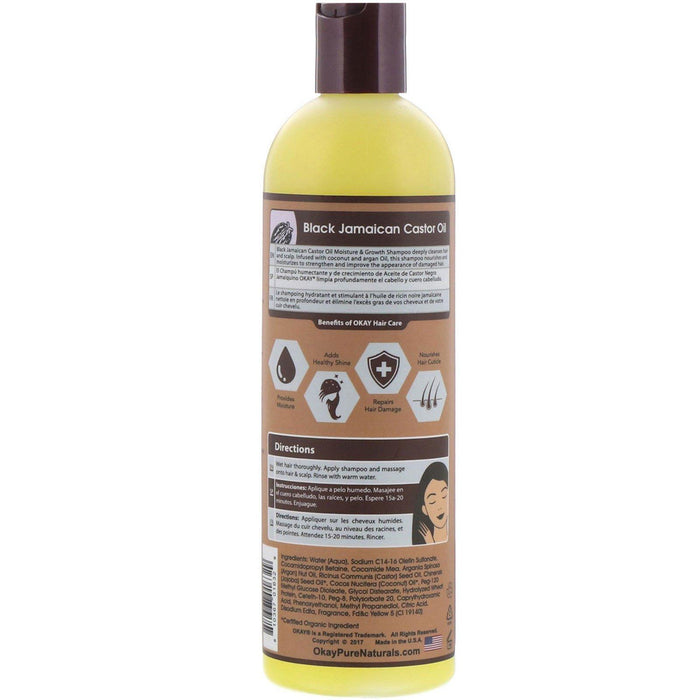 Okay Pure Naturals, Black Jamaican Castor Oil, Shampoo, 12 fl oz (355 ml) - HealthCentralUSA