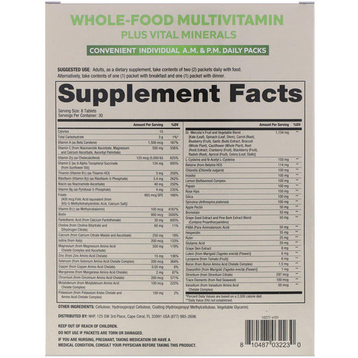 Dr. Mercola, Whole-Food Multivitamin A.M. & P.M. Daily Packs, 30 Dual Packs - HealthCentralUSA