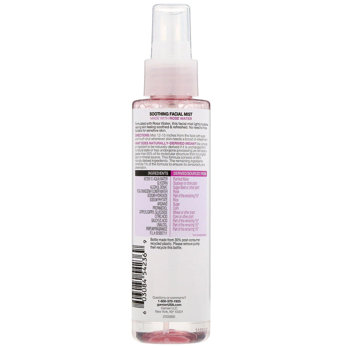 Garnier, SkinActive, Soothing Facial Mist with Rose Water, 4.4 fl oz (130 ml) - HealthCentralUSA