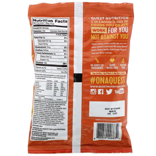 Quest Nutrition, Tortilla Style Protein Chips, Nacho Cheese, 12 Bags, 1.1 oz (32 g ) Each - HealthCentralUSA