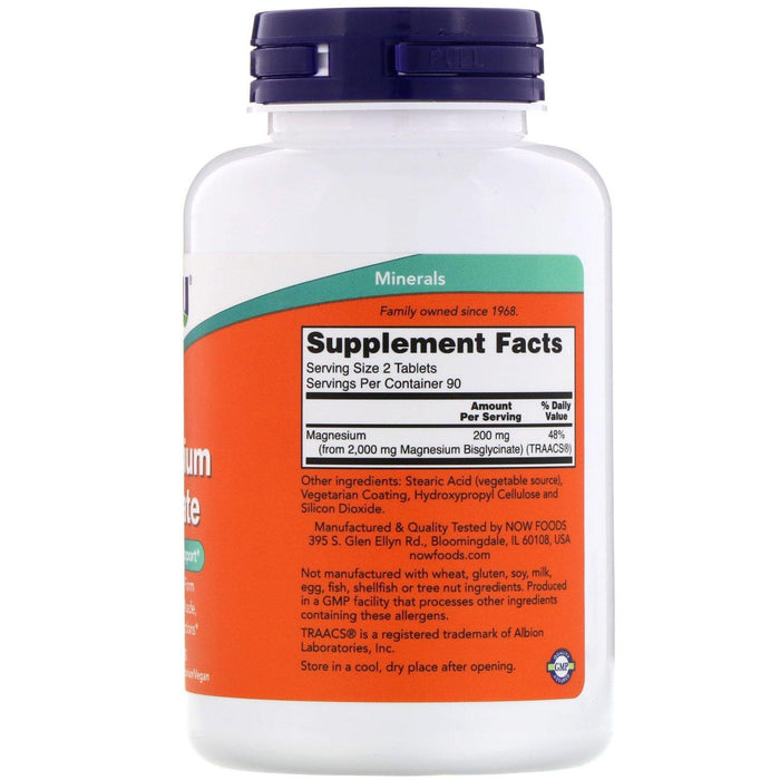 Now Foods, Magnesium Glycinate, 180 Tablets - HealthCentralUSA