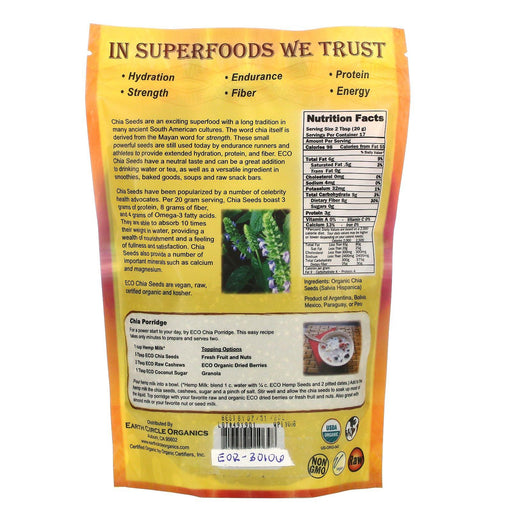 Earth Circle Organics, Raw Organic Chia Seeds, 12 oz (340 g) - HealthCentralUSA