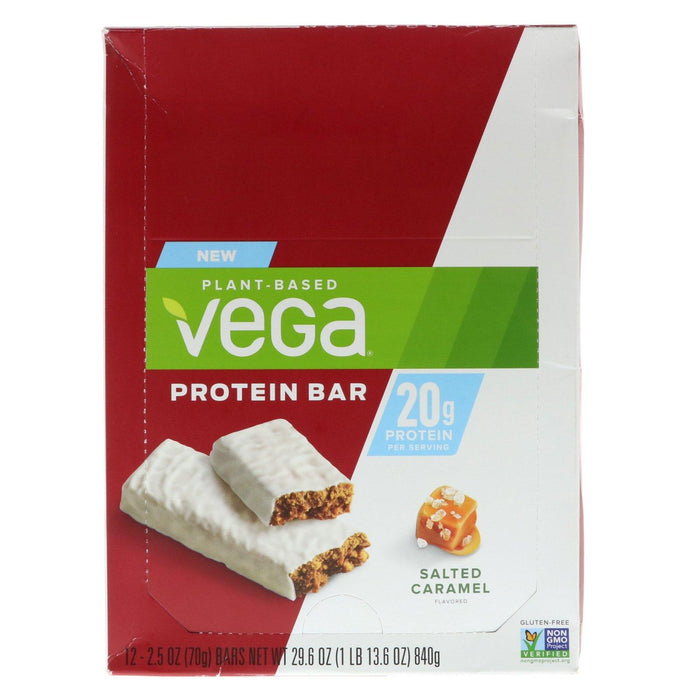 Vega, Protein Bar, Salted Caramel, 12 Bars, 2.5 oz (70 g) Each - HealthCentralUSA