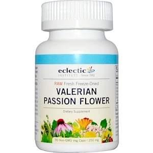 Eclectic Institute, Raw Fresh Freeze-Dried, Valerian Passion Flower, 250 mg, 90 Non-GMO Veggie Caps - HealthCentralUSA