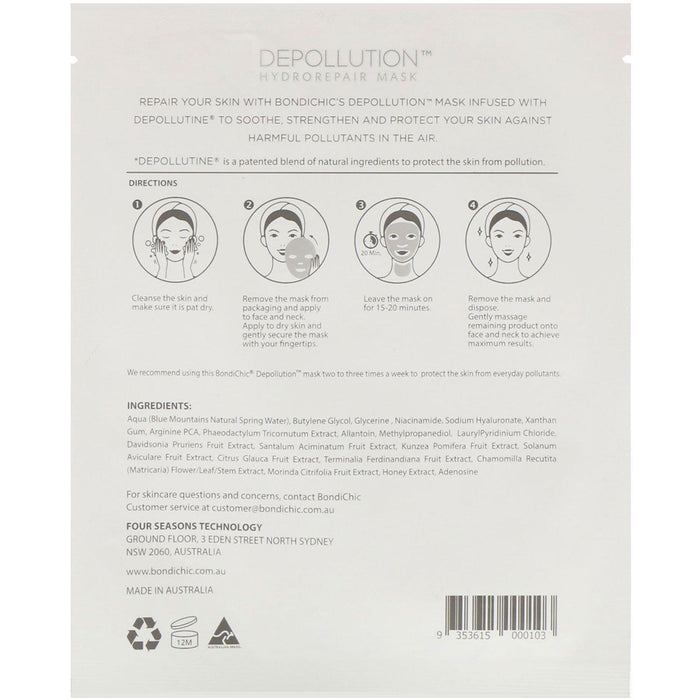 Bondi Chic, Depollution, Hydro-Repair Mask, 1 Sheet, 1.24 fl oz (35 g) - HealthCentralUSA