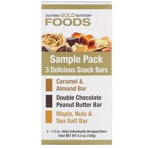California Gold Nutrition, Foods, Sample Snack Bar Pack, 3 Bars, 1.4 oz (40 g) Each - HealthCentralUSA
