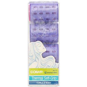 Conair, Thermal Self-Grip, Curls & Body, Hair Rollers, 12 Assorted Rollers - HealthCentralUSA