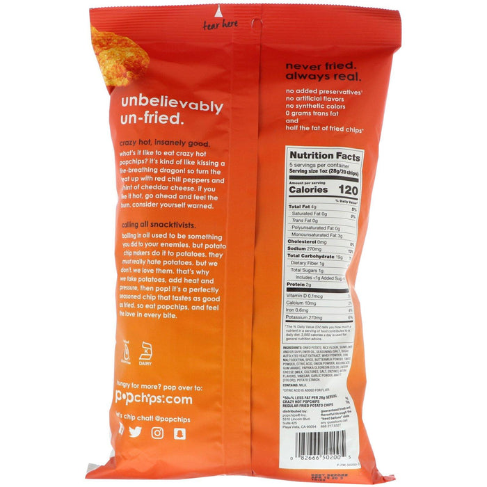Popchips, Potato Chips, Crazy Hot, 5 oz (142 g) - HealthCentralUSA