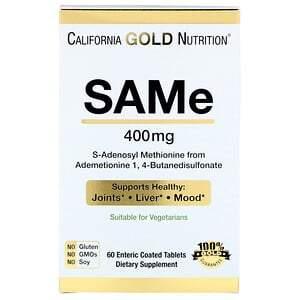California Gold Nutrition, SAMe, Preferred Form Butanedisulfonate, 400 mg, 60 Enteric Coated Tablets - HealthCentralUSA