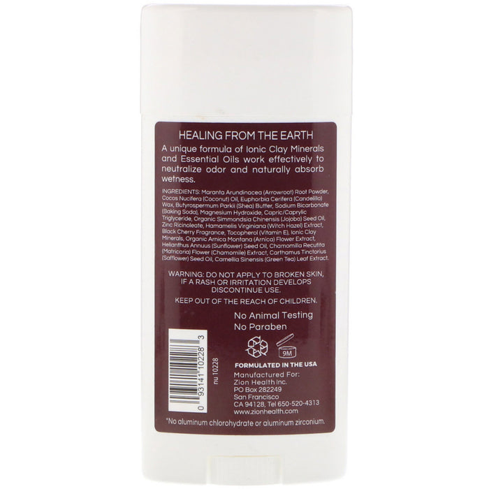 Zion Health, Bold, ClayDry Deodorant, Black Cherry, 2.8 oz (80 g)