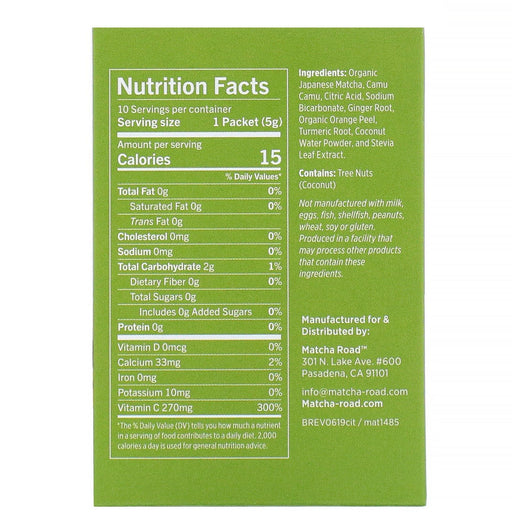 Matcha Road, Matcha + Vitamin C, Superfood Drink Mix, Citrus Ginger, 10 Packets, 0.18 oz (5 g) Each - HealthCentralUSA