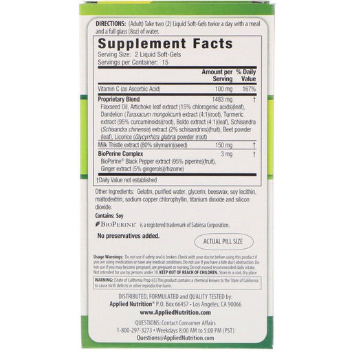appliednutrition, 7-Day Milk Thistle Liver Detox, 30 Liquid Soft-Gels - HealthCentralUSA
